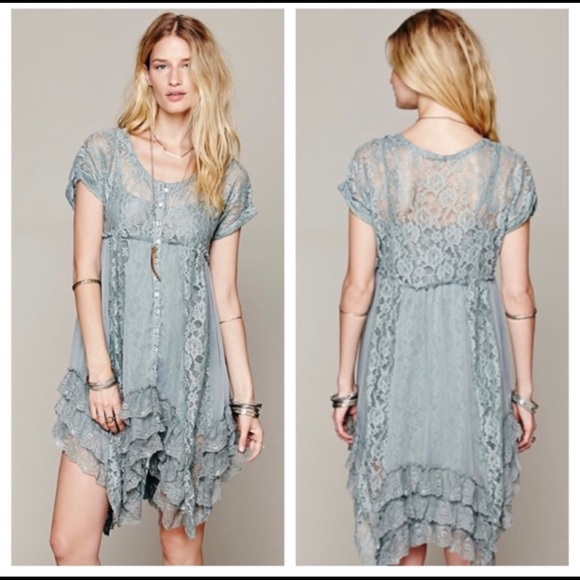 Free People Dresses & Skirts - SOLD - Free People Boho Lace Tier Ruffle Dress